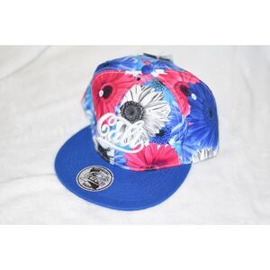 New California Snapback Hat Floral Flat Bill Adjustable Blue Pink White Official